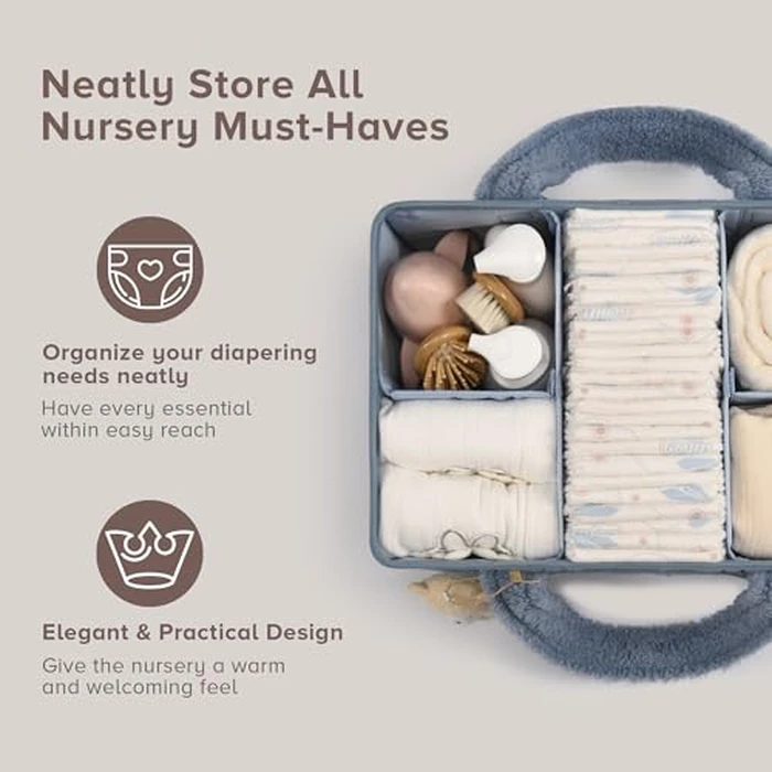 PeraBella Baby Diaper Caddy Organizer with Handle, Boy & Girl Shower Gift Basket, Portable Diaper Storage Basket Bin for Wipes, Newborn Baby Essentials Registry Search Must Haves, Car Caddy Organizer by PeraBella - Image 2