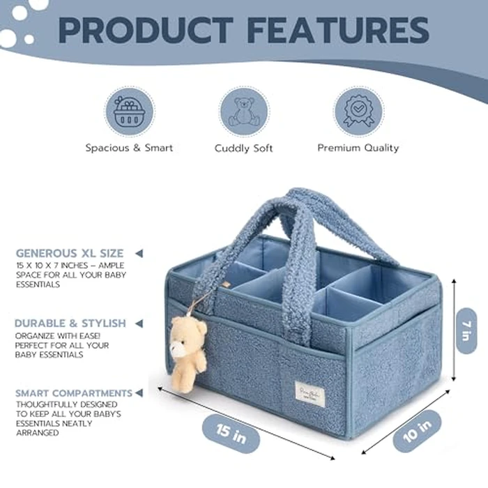 PeraBella Baby Diaper Caddy Organizer with Handle, Boy & Girl Shower Gift Basket, Portable Diaper Storage Basket Bin for Wipes, Newborn Baby Essentials Registry Search Must Haves, Car Caddy Organizer by PeraBella - Image 4