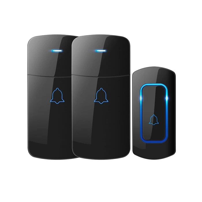 AVANTEK Wireless Doorbell D-3C, 1300 ft Long Range Door Chime Kit, 52 Melodies, Up to 115dB Volume and LED Flash with 2 Plug-In Receivers & 1 Push Button, Black by AVANTEK - Used - Very Good condition