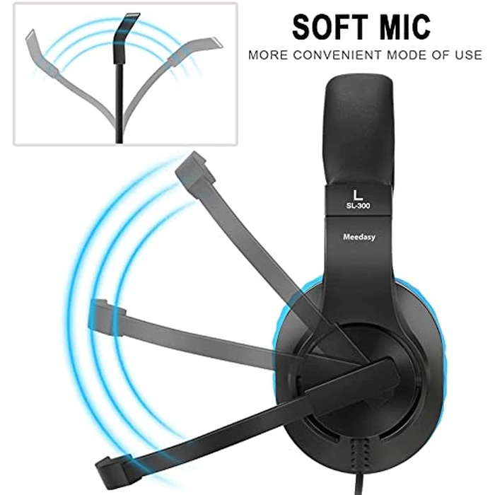 Meedasy Over-Ear Gaming Headphone for Xbox One, Nintendo Switch, Bass Surrounding Stereo, PS4 Gaming Headset with Microphone and Volume Control for Laptop, PC, Wired Noise Isolation (Blue) by Meedasy - Image 1