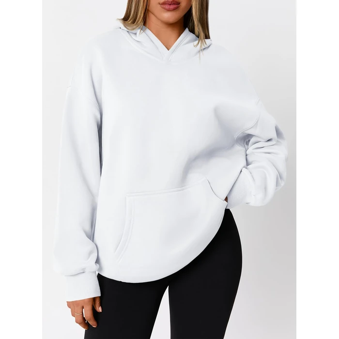 WYNNQUE White Hoodies for Women Oversized Sweatshirts Fall Fashion Outfits 2026 Casual Sweaters Tops Fleece Plus Size Workout Comfy Winter Clothes White S by WYNNQUE - Image 2