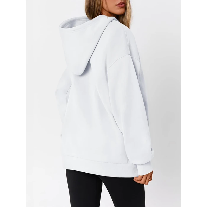 WYNNQUE White Hoodies for Women Oversized Sweatshirts Fall Fashion Outfits 2026 Casual Sweaters Tops Fleece Plus Size Workout Comfy Winter Clothes White S by WYNNQUE - Image 4