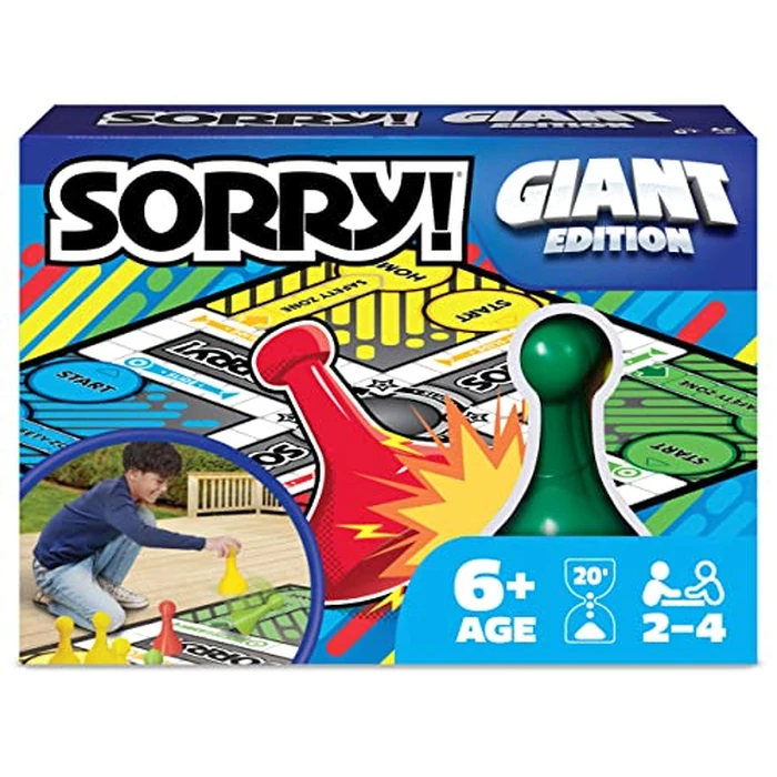 Giant Sorry Classic Family Board Game Indoor Outdoor Retro Party Activity Summer Toy with Oversized Gameboard, for Adults and Kids Ages 6 and up by Spin Master Games - Image 1