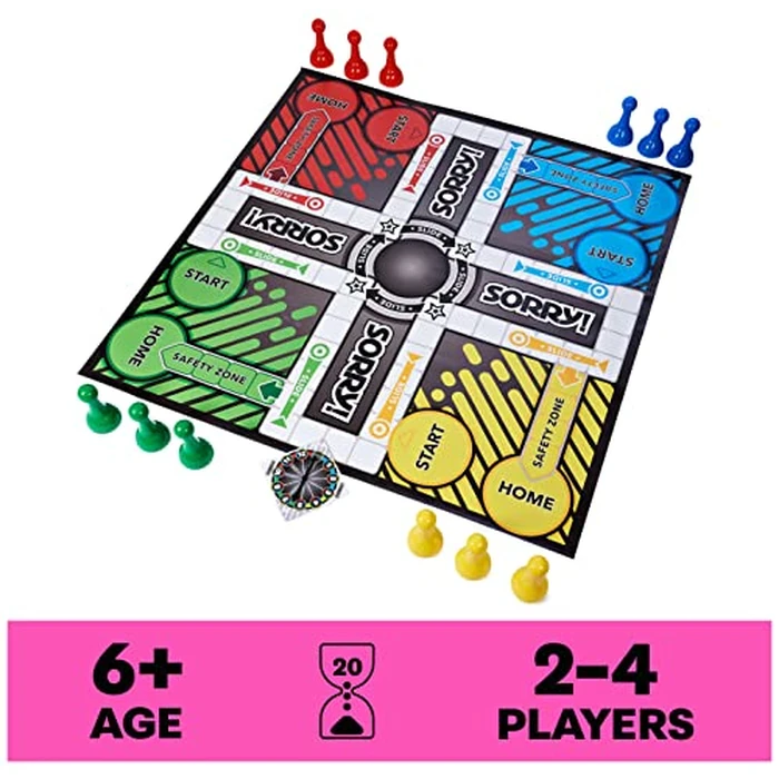 Giant Sorry Classic Family Board Game Indoor Outdoor Retro Party Activity Summer Toy with Oversized Gameboard, for Adults and Kids Ages 6 and up by Spin Master Games - Image 3