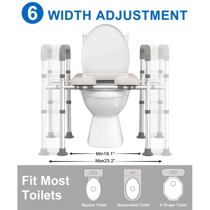 HOMLAND Raised Toilet Seat with Handles, Toilet Seat Riser for Seniors with Adjustable Height & Width, FSA HSA Eligible 400lb Handicap Elevated Toilet Seat for Elderly, Pregnant, Fit Any Toilet by HOMLAND - Image 2