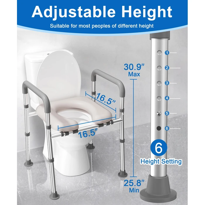 HOMLAND Raised Toilet Seat with Handles, Toilet Seat Riser for Seniors with Adjustable Height & Width, FSA HSA Eligible 400lb Handicap Elevated Toilet Seat for Elderly, Pregnant, Fit Any Toilet by HOMLAND - Image 3