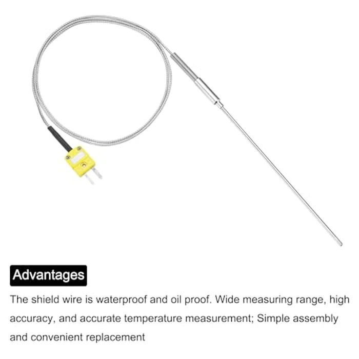 MECCANIXITY K Type Thermocouple with Plug, Meter Temperature Sensor Probe -50 to 1100 degreesC(-58 to 2012 degreesF) Stainless Steel, 2.5x150mm 3.3ft Wire by MECCANIXITY - Image 4