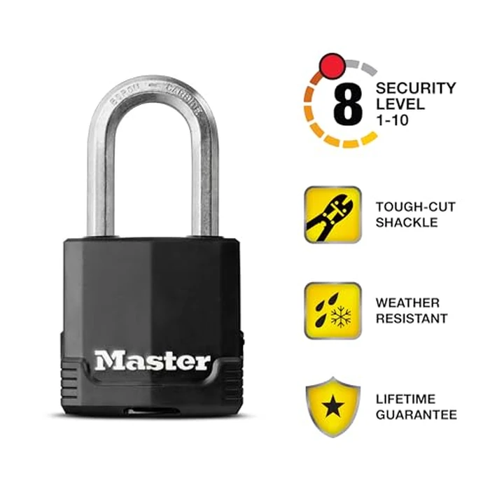 Master Lock Magnum Heavy Duty Outdoor Padlock with Key, Weather Resistant Body and Cut Safe Shackle Make Lock Perfect for Fences, Gates, Sheds, M115XKADLF, Black by Master Lock - Image 2