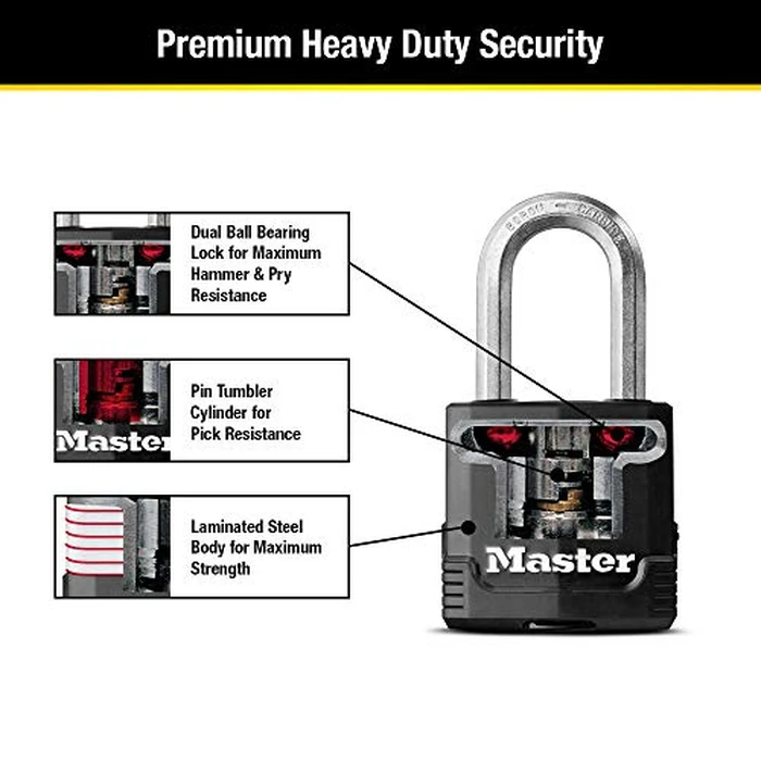 Master Lock Magnum Heavy Duty Outdoor Padlock with Key, Weather Resistant Body and Cut Safe Shackle Make Lock Perfect for Fences, Gates, Sheds, M115XKADLF, Black by Master Lock - Image 5