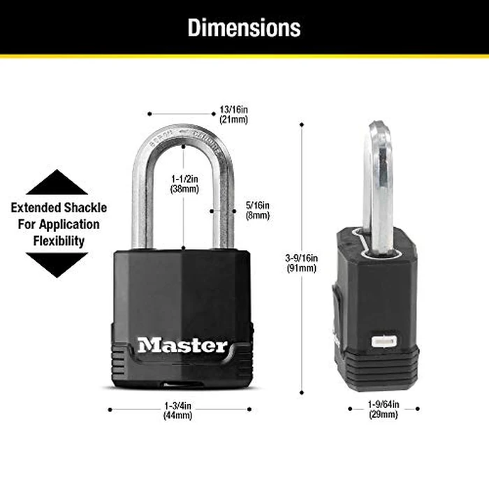 Master Lock Magnum Heavy Duty Outdoor Padlock with Key, Weather Resistant Body and Cut Safe Shackle Make Lock Perfect for Fences, Gates, Sheds, M115XKADLF, Black by Master Lock - Image 6