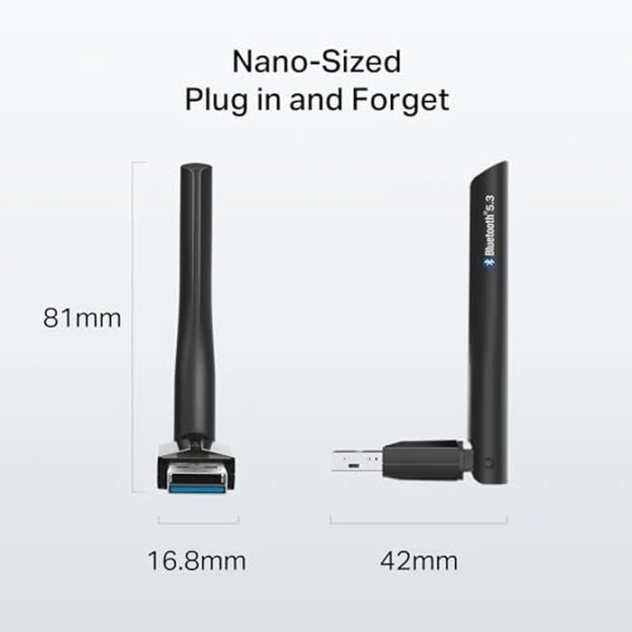 TP-Link USB Bluetooth Adapter for PC, Bluetooth 5.3 Dongle (UB500 Plus) - Long Range, Adjustable Antenna, Supports Windows 11/10/8.1/7 for Desktop, Laptop, Mouse, Keyboard, and More. by TP-Link - Image 3