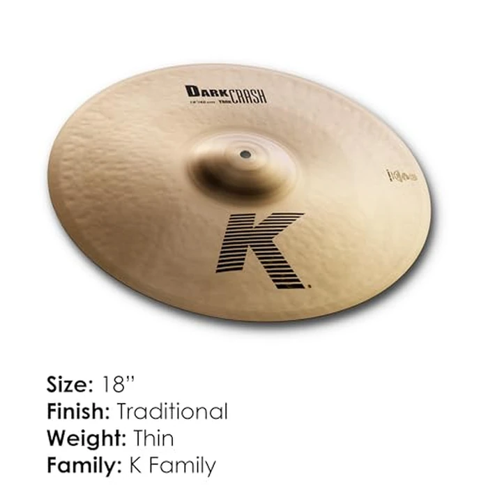 Zildjian K0904 18" K Dark Crash Thin Cast Cymbal by Zildjian - Image 2