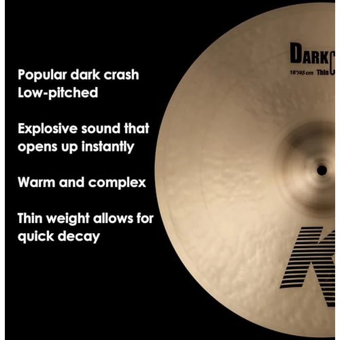 Zildjian K0904 18" K Dark Crash Thin Cast Cymbal by Zildjian - Image 5