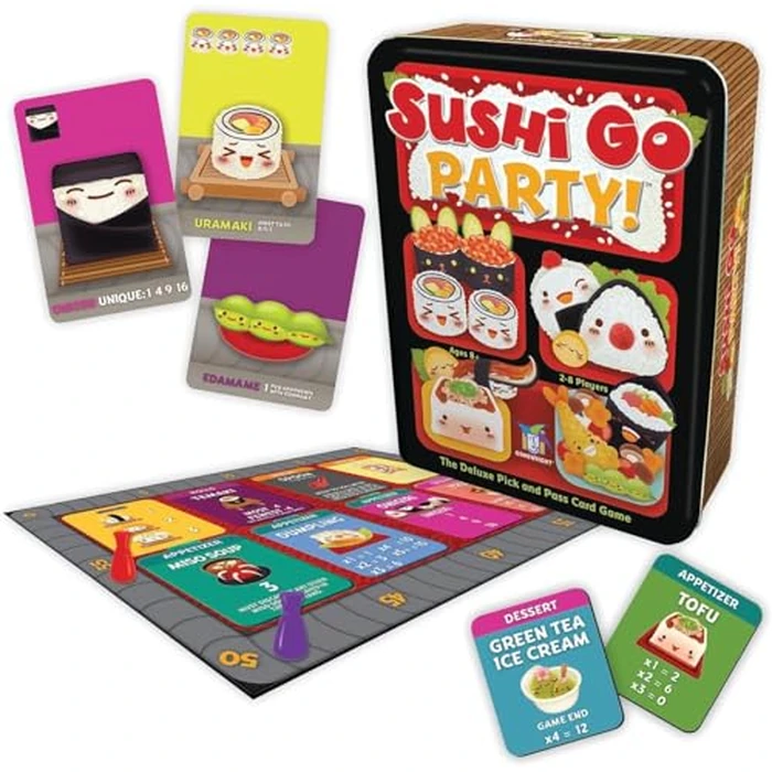 Sushi Go Party! - The Deluxe Pick & Pass Card Game by Gamewright, Multicolored by CEACO - Used - Very Good condition - US$19.25