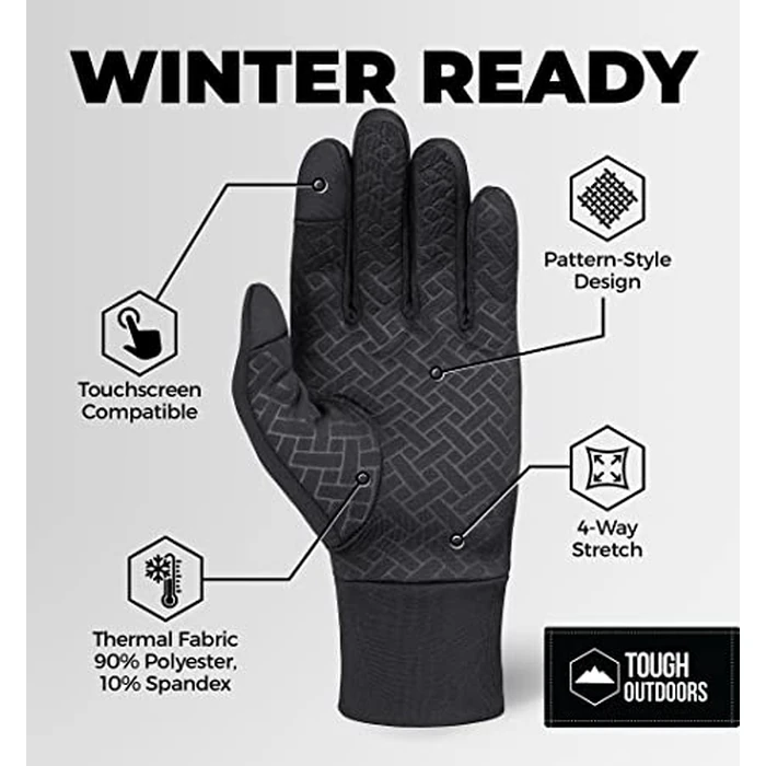 Tough Outdoors Winter Gloves - Mens Cold Weather Gloves - Touchscreen Winter Running Gear - Water-Resistant Cold Weather Gear - Medium-Large by Tough Outdoors - Image 4