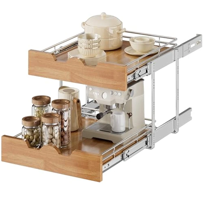 OCG Pull Out Cabinet Organizer 20" W x 21" D, 2 Tier Slide Out Shelf, Heavy-Duty Pull Out Drawer for Cabinets, Base Cabinet Organization for Kitchen, Pantry, Bathroom by OCG - Used - Very Good condition - US$59.66