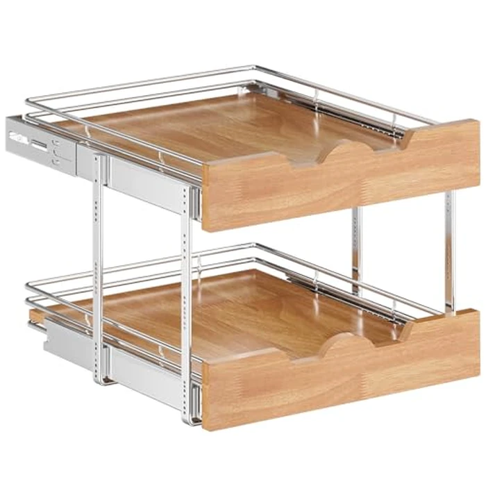 OCG Pull Out Cabinet Organizer 20" W x 21" D, 2 Tier Slide Out Shelf, Heavy-Duty Pull Out Drawer for Cabinets, Base Cabinet Organization for Kitchen, Pantry, Bathroom by OCG - Image 3