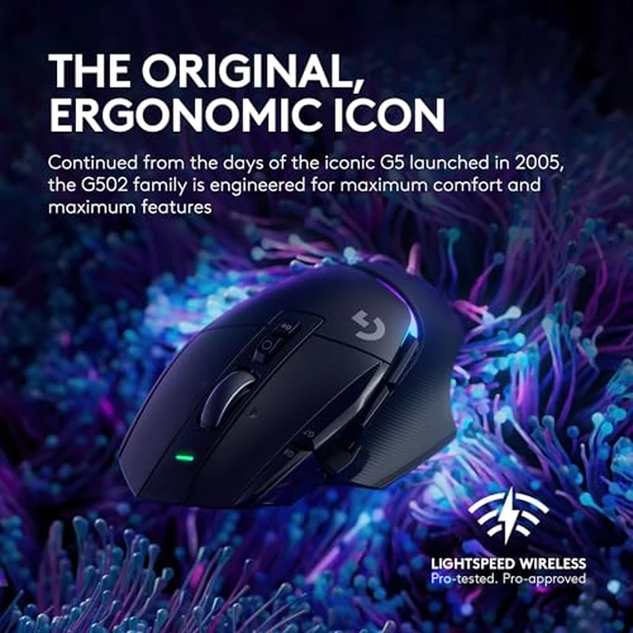 Logitech G502 X Plus Wireless Gaming Mouse: Optical Switches, LIGHTSYNC RGB, 13 Buttons, Infinite Scroll Toggle, <130 hr Battery Life, USB-C, PowerPlay Wireless Charging Capable, for PC/MacOS - Black by Logitech G - Image 3