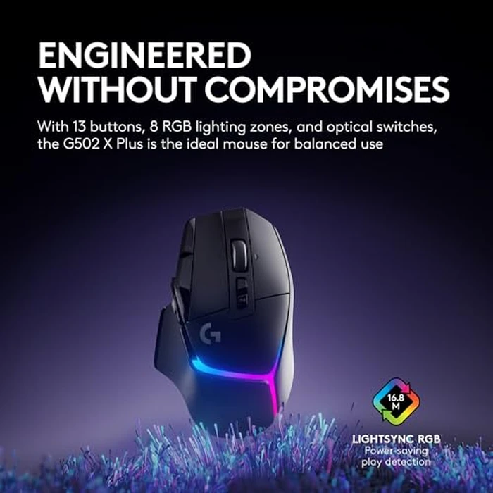 Logitech G502 X Plus Wireless Gaming Mouse: Optical Switches, LIGHTSYNC RGB, 13 Buttons, Infinite Scroll Toggle, <130 hr Battery Life, USB-C, PowerPlay Wireless Charging Capable, for PC/MacOS - Black by Logitech G - Image 4