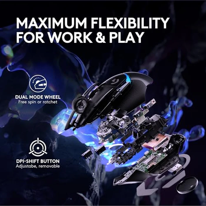 Logitech G502 X Plus Wireless Gaming Mouse: Optical Switches, LIGHTSYNC RGB, 13 Buttons, Infinite Scroll Toggle, <130 hr Battery Life, USB-C, PowerPlay Wireless Charging Capable, for PC/MacOS - Black by Logitech G - Image 7