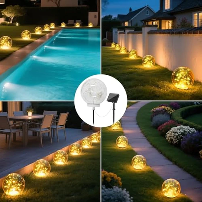 Lightkeeys Garden Globe Lights Outdoor Waterproof,2 Pack 7.9 inches Ball Glass Globe Solar Power Pathway Lights for Outside Outdoor Decorations Patio Yard Lawn Backyard Decor by Lightkeeys - Image 5