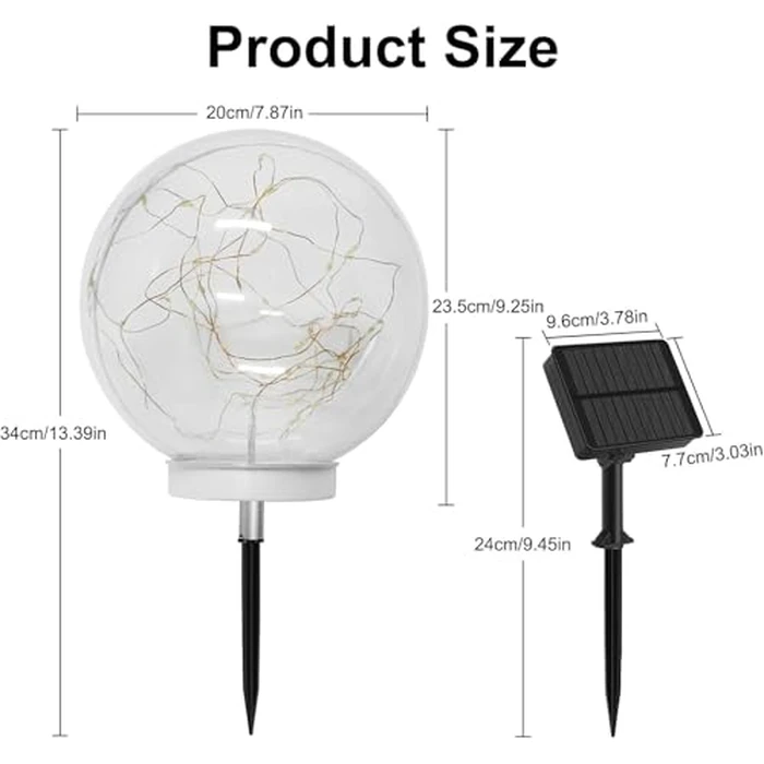 Lightkeeys Garden Globe Lights Outdoor Waterproof,2 Pack 7.9 inches Ball Glass Globe Solar Power Pathway Lights for Outside Outdoor Decorations Patio Yard Lawn Backyard Decor by Lightkeeys - Image 6