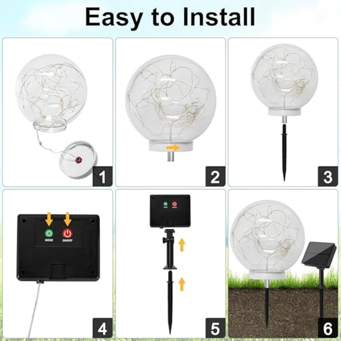 Lightkeeys Garden Globe Lights Outdoor Waterproof,2 Pack 7.9 inches Ball Glass Globe Solar Power Pathway Lights for Outside Outdoor Decorations Patio Yard Lawn Backyard Decor by Lightkeeys - Image 7
