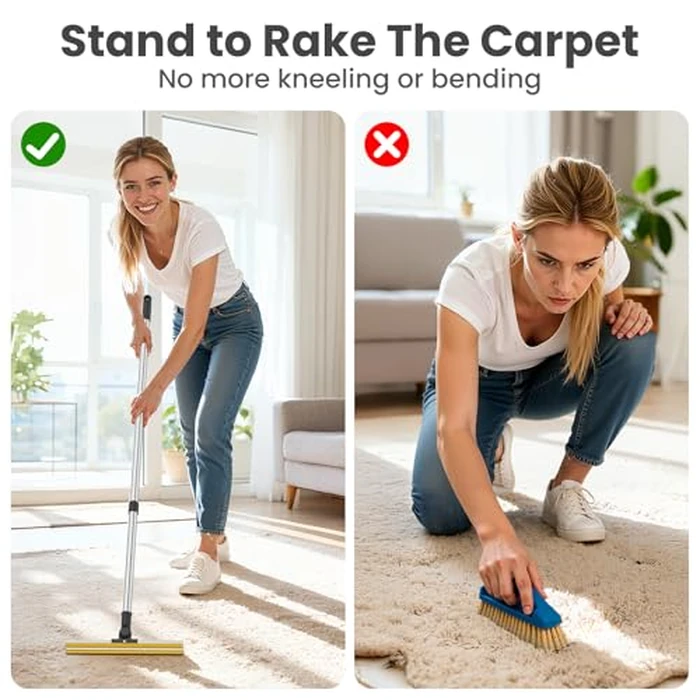 Bolfie 3 in 1 Carpet Rake for Pet Hair Removal, Tool Set of 3, 55” Long Handle Carpet Pet Hair Removal Carpet Scraper Dog Cat Hair Remover for Sofa, Couch, Car, Rug (Black) by Bolfie - Image 5