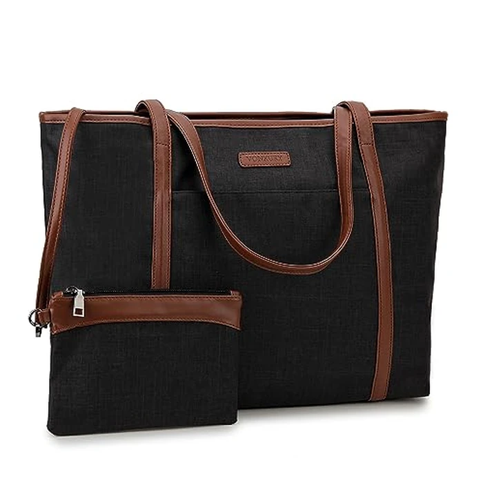 Laptop Bag for Women, Water Resistant 15.6 Inch Laptop Tote Work Shoulder Bag with Small Pouch by VONXURY by VX VONXURY - Image 1