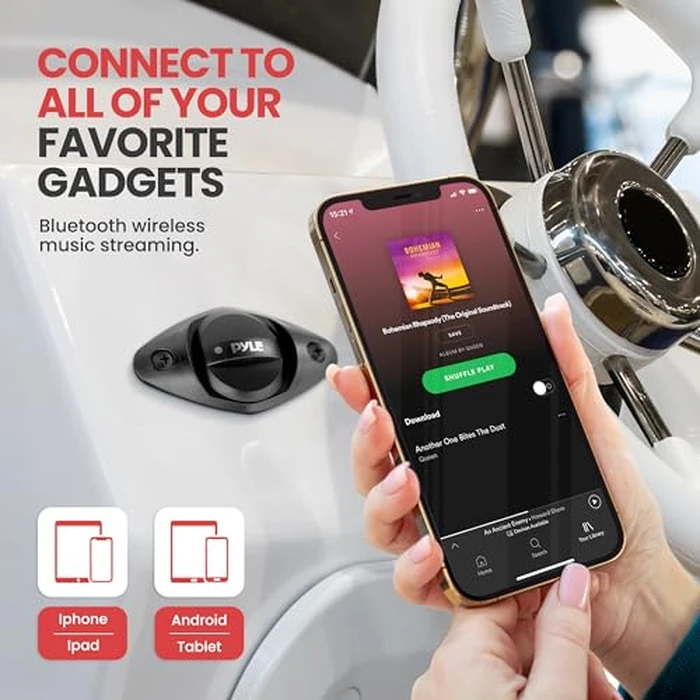 Pyle Auto 2-Channel Marine Amplifier - 200 Watt RMS 4 OHM Full Range Stereo with Wireless Bluetooth & Powerful Prime Speaker - High Crossover HD Music Audio Multi Channel System PLMRMB2CB, Black by Pyle - Image 3