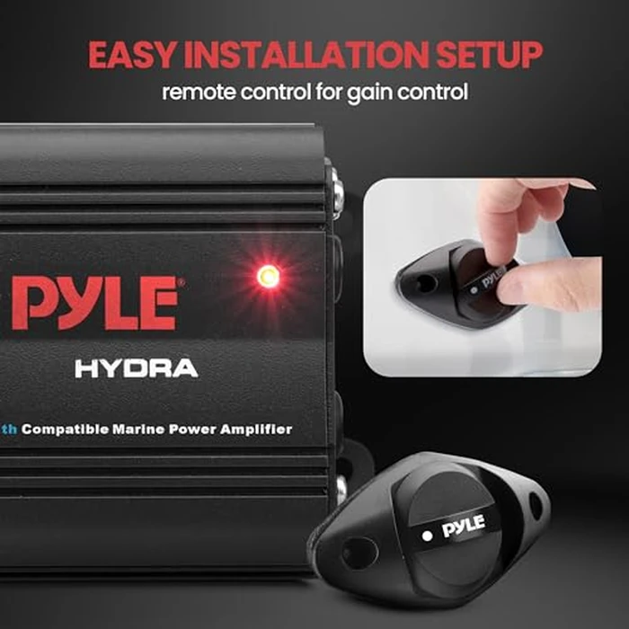Pyle Auto 2-Channel Marine Amplifier - 200 Watt RMS 4 OHM Full Range Stereo with Wireless Bluetooth & Powerful Prime Speaker - High Crossover HD Music Audio Multi Channel System PLMRMB2CB, Black by Pyle - Image 5