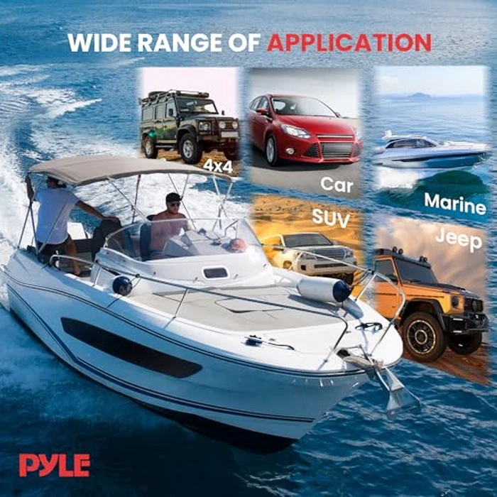 Pyle Auto 2-Channel Marine Amplifier - 200 Watt RMS 4 OHM Full Range Stereo with Wireless Bluetooth & Powerful Prime Speaker - High Crossover HD Music Audio Multi Channel System PLMRMB2CB, Black by Pyle - Image 7