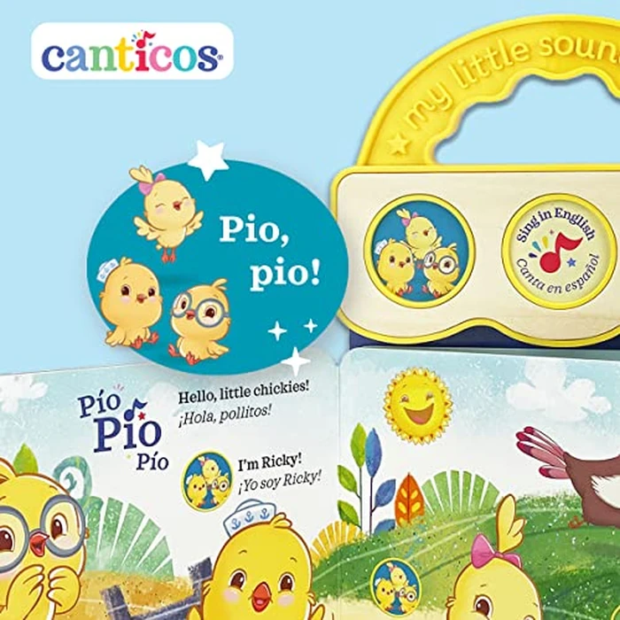 Canticos Little Chickies / Los Pollitos - Bilingual / Bilingüe 3-Button Sound Board Book for Babies and Toddlers (English and Spanish Edition) by Cottage Door Press - Image 2