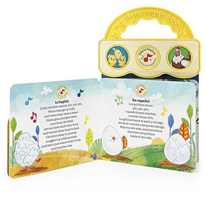 Canticos Little Chickies / Los Pollitos - Bilingual / Bilingüe 3-Button Sound Board Book for Babies and Toddlers (English and Spanish Edition) by Cottage Door Press - Image 5