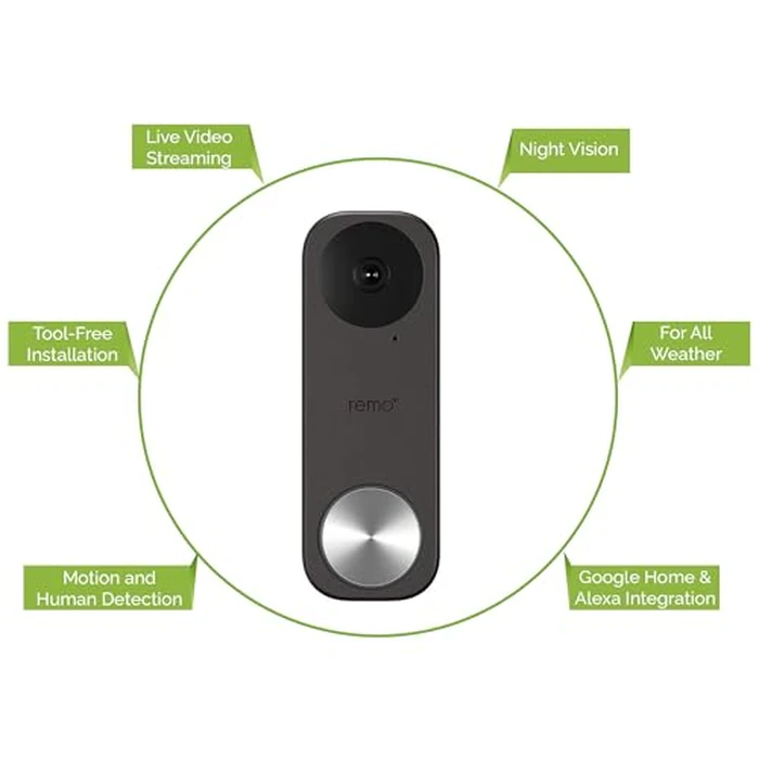 Remo+ RemoBell S WiFi Video Doorbell Camera with HD Video, Motion Sensor, 2-Way Talk, and Alexa Enabled (No Monthly Fees) (Free Cloud Storage) by Remo+ - Image 8