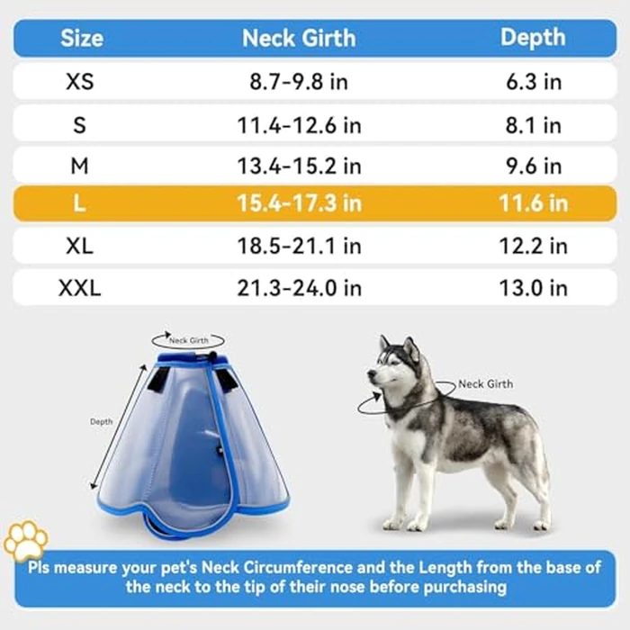 Vithael Upgraded Dog Cone Collar for Large Medium Dogs, Soft Dog Cone with Double-Layer Design, Adjustable Pet Recovery Collar for Dogs After Surgery, Elizabethan Collar (L, Blue) by Vithael - Image 3