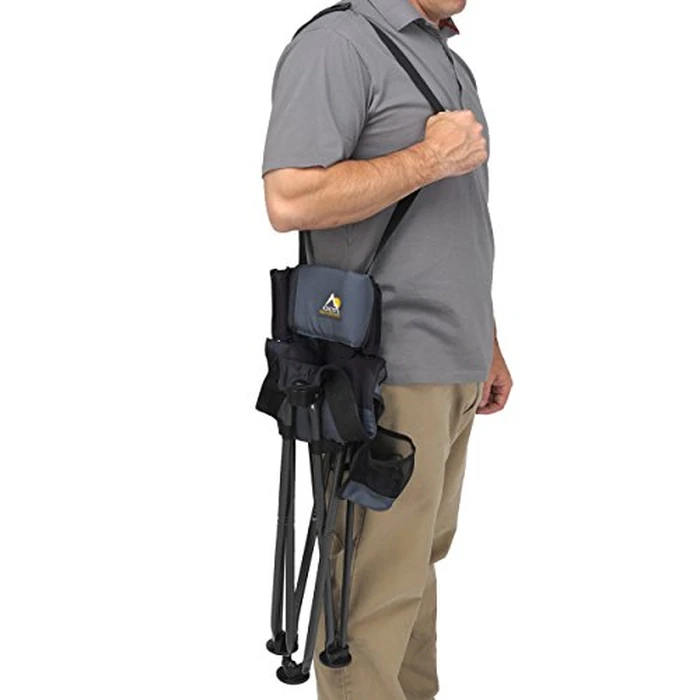 GCI Outdoor Quik-E-Seat | Portable, Folding Tripod Chair with Drink Holder and Padded Lumbar Support - Black by GCI Outdoor - Image 2