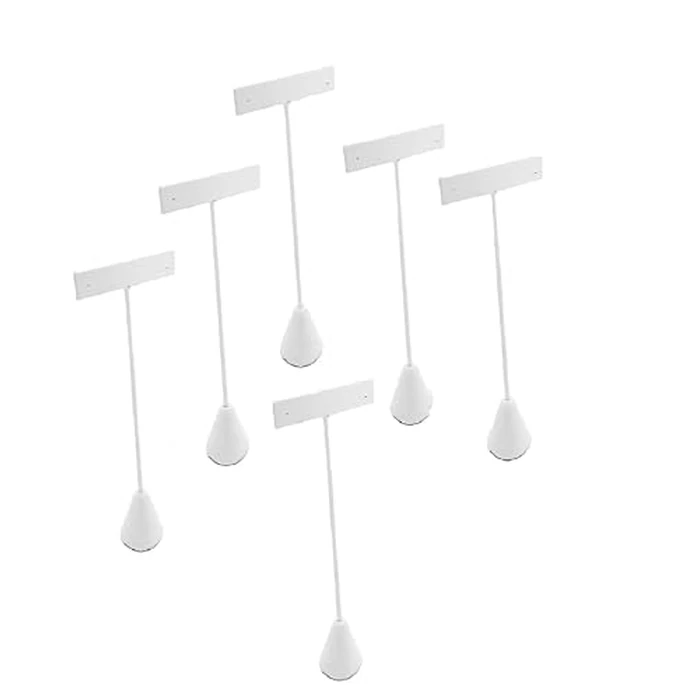 RJ Displays Set of 6 White PU Leather Studs, Dangles and Earring Jewelry T-Stand Display Stands for Showroom, Tradeshows, Retail Stores, Home Display. 6 Packs-Size 6.7 Inch by RJ Displays - Used - Like New condition - US$9.95