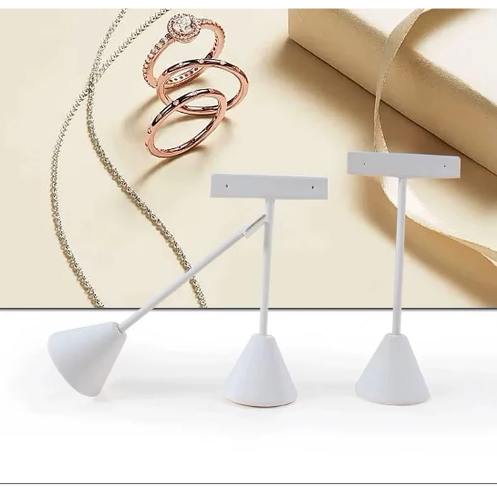RJ Displays Set of 6 White PU Leather Studs, Dangles and Earring Jewelry T-Stand Display Stands for Showroom, Tradeshows, Retail Stores, Home Display. 6 Packs-Size 6.7 Inch by RJ Displays - Image 4