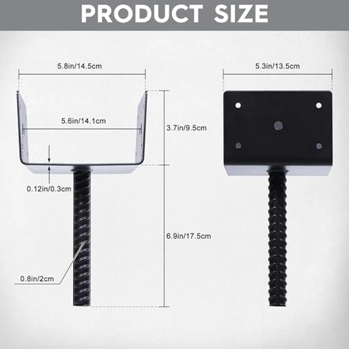 XYADX Concrete Fence Post Holder 6x6 inches 4 Pack, U Shape Fence Post Base Anchor Pergola Brackets by XYADX - Image 2
