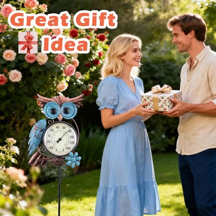 MUMTOP Outdoor Thermometer, 42 Inch Metal Owl Garden Stake Outside Wall Thermometer for Patio, Yard and Garden by MUMTOP - Image 7