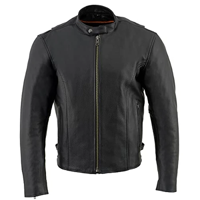 Milwaukee Leather LKM1710 Men's Black Classic Scooter Style Leather Motorcycle Jacket w/Removable Thermal Liner - 4X-Large by Milwaukee Leather - Image 2