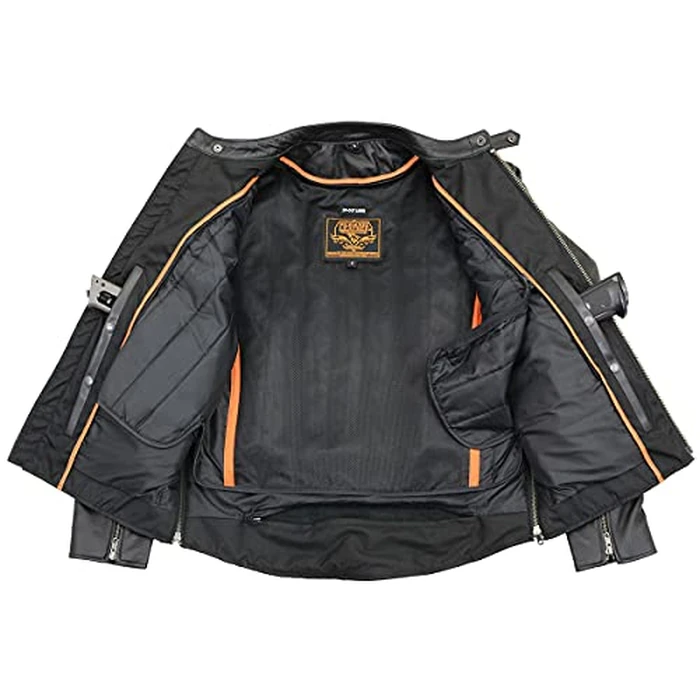 Milwaukee Leather LKM1710 Men's Black Classic Scooter Style Leather Motorcycle Jacket w/Removable Thermal Liner - 4X-Large by Milwaukee Leather - Image 5