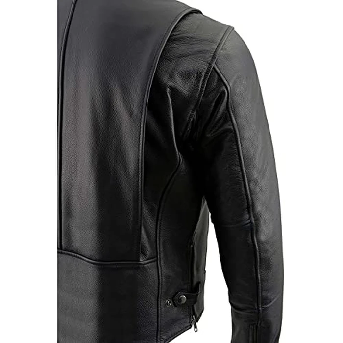 Milwaukee Leather LKM1710 Men's Black Classic Scooter Style Leather Motorcycle Jacket w/Removable Thermal Liner - 4X-Large by Milwaukee Leather - Image 7