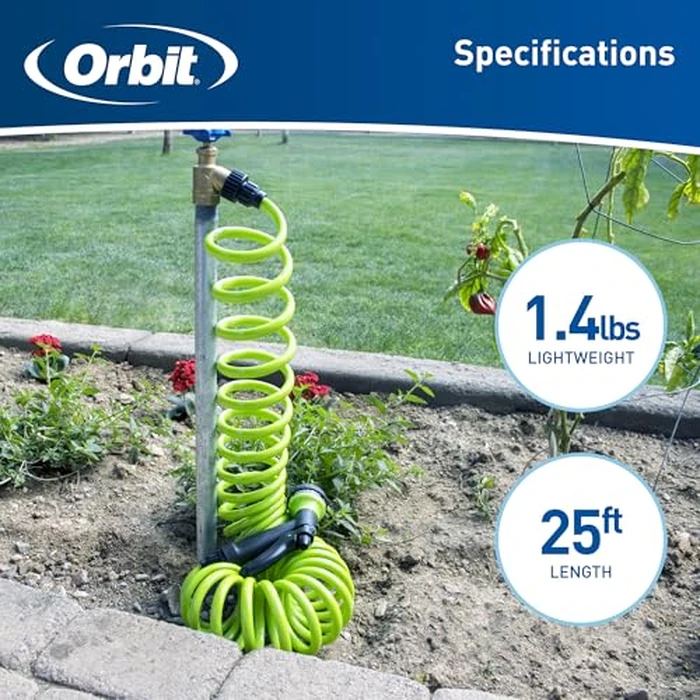 Orbit 26380 Coil Garden Hose, 25 Feet, with 8-Pattern Hose Nozzle (Green) by Orbit - Image 5