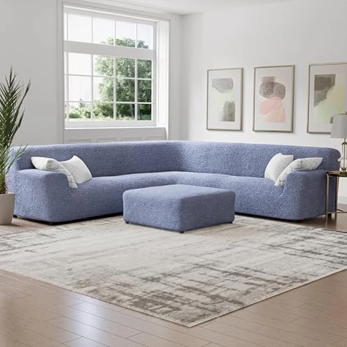 PAULATO BY GA.I.CO. Extra Large Corner Sectional Couch Cover - Oversized L-Shape Couch Slipcover - Washable Sofa Covers - 1-Piece Form Fit Furniture Protector - Microfibra - Blue (Large Corner Sofa) by PAULATO BY GA.I.CO. - Image 2