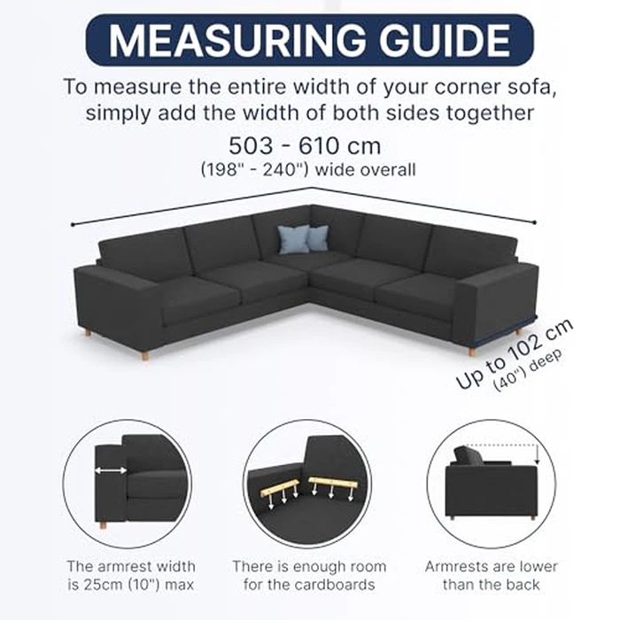 PAULATO BY GA.I.CO. Extra Large Corner Sectional Couch Cover - Oversized L-Shape Couch Slipcover - Washable Sofa Covers - 1-Piece Form Fit Furniture Protector - Microfibra - Blue (Large Corner Sofa) by PAULATO BY GA.I.CO. - Image 5