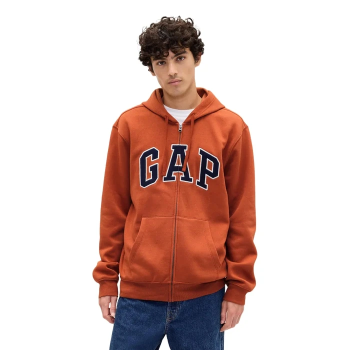 GAP Mens Heritage Logo Full Zip Hoodie Copper Spice 245 Ii M by GAP - Used - Like New condition - US$34.19
