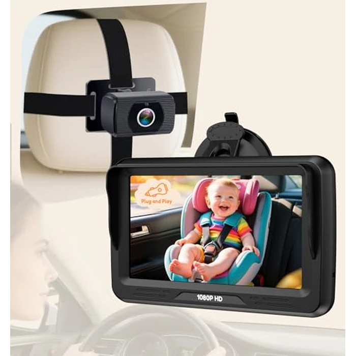 Rohent Baby Car Camera HD 1080P - Rear-Facing Infant Monitor with Night Vision Car Camera for Baby 150 degrees Wide-Angle Lens Anti-Glare Screen Easy Install 360 degrees Adjustable Display by Rohent - Used - Like New condition - US$25.64