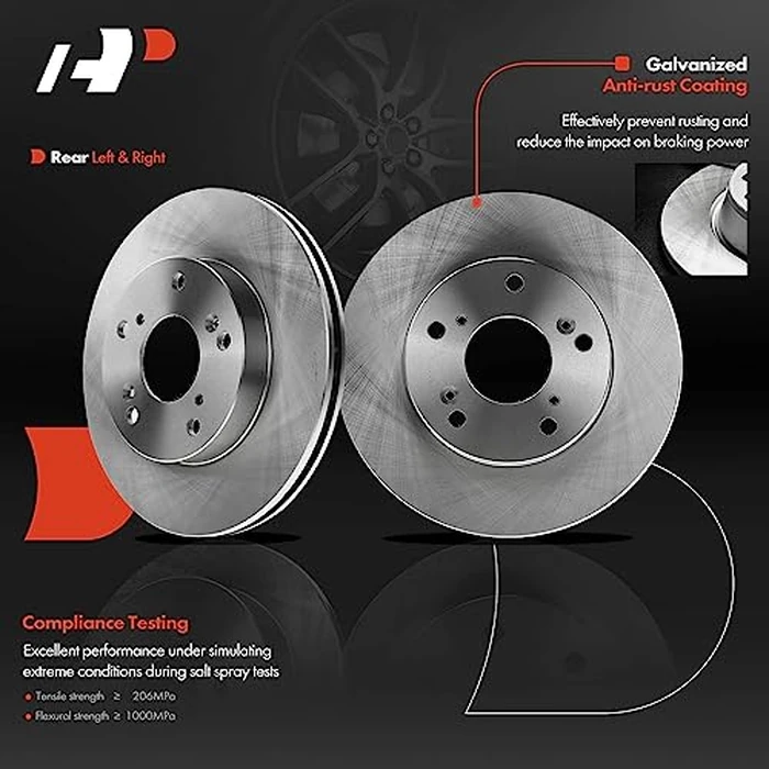 A-Premium 10.31 inch (262mm) Front Vented Disc Brake Rotors + Ceramic Pads Kit Compatible with Honda Models - Civic 2012, Civic 2013-2015 (Manual Transmission), 1.8L, 6-PC Set by A-Premium - Image 3